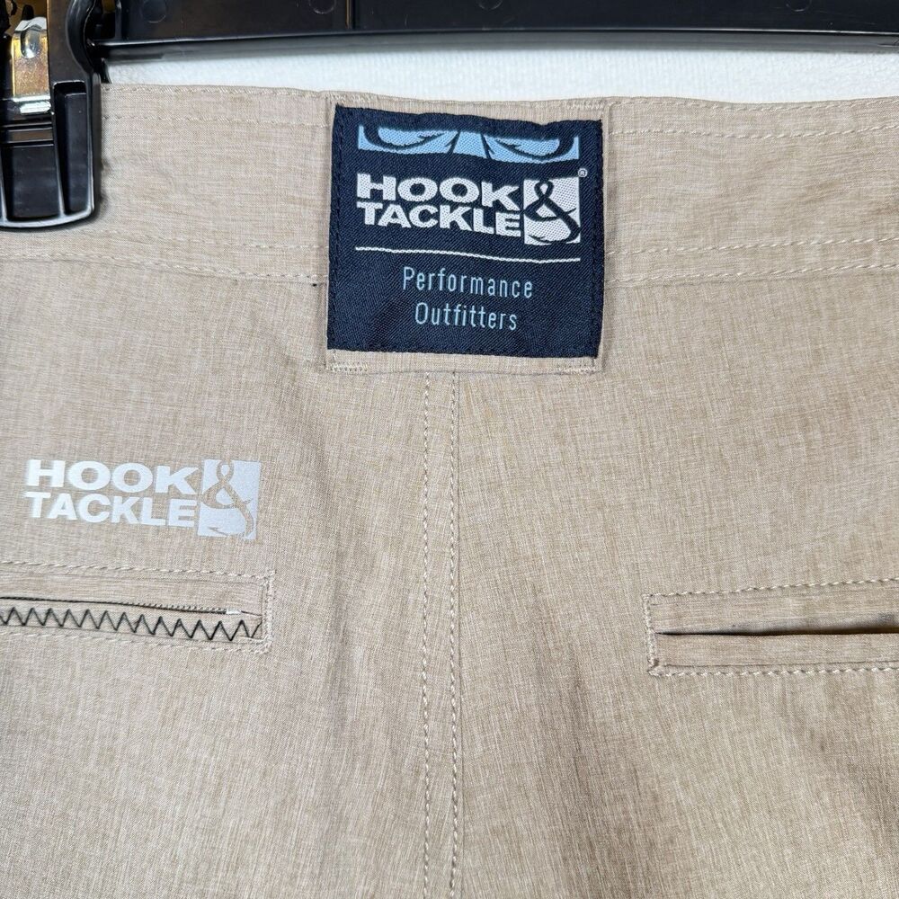 Hook & Tackle Hi Tide Shorts Mens 38 Tan Fishing Hybrid Performance Stretch - Picture 10 of 15